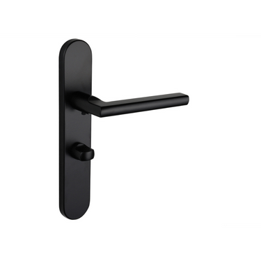Teramo deurklink zwart met afgerond schild WC63/8 badkamersluiting