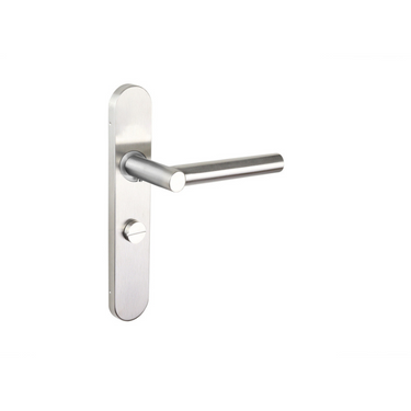 Grosetto deurklink RVS met afgerond schild WC63/8 badkamersluiting