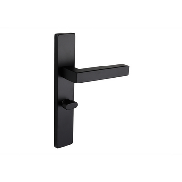 Viterbo deurklink zwart met rechthoekig schild WC63/8 badkamersluiting