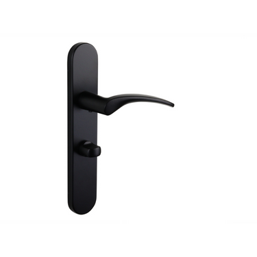 Lodini deurklink zwart met afgerond schild WC63/8 badkamersluiting