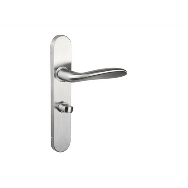 Benevento deurklink RVS met afgerond schild WC63/8 badkamersluiting