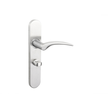 Lodini deurklink RVS met afgerond schild WC63/8 badkamersluiting