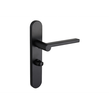 Caserta deurklink zwart met afgerond schild WC63/8 badkamersluiting