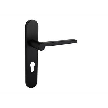 Caserta deurklink zwart met afgerond schild PC72