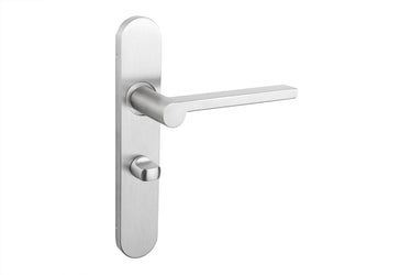Caserta deurklink RVS met afgerond schild WC63/8 badkamersluiting