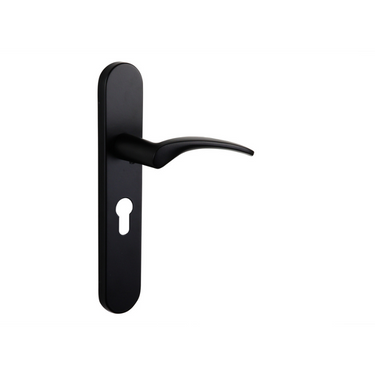 Lodini deurklink zwart met afgerond schild PC55