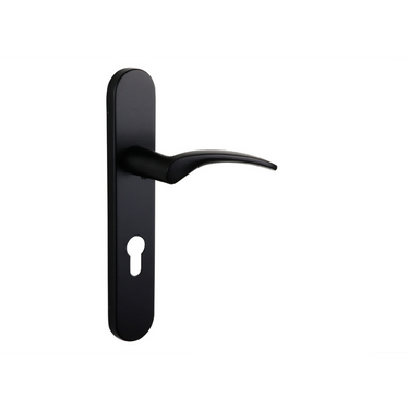 Lodini deurklink zwart met afgerond schild PC72