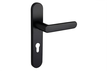 Novara deurklink zwart met afgerond schild PC72